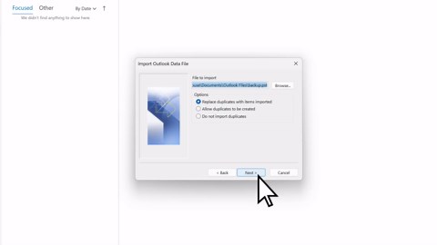 Import email, contacts, and calendar from an Outlook .pst file