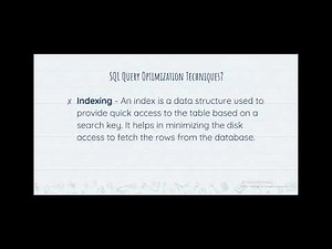 SQL Query Optimization Techniques