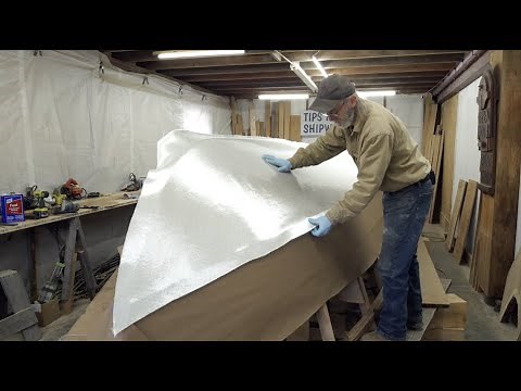 Building the 23' V-Bottom Skiff - Episode 13: First layer of fiberglass