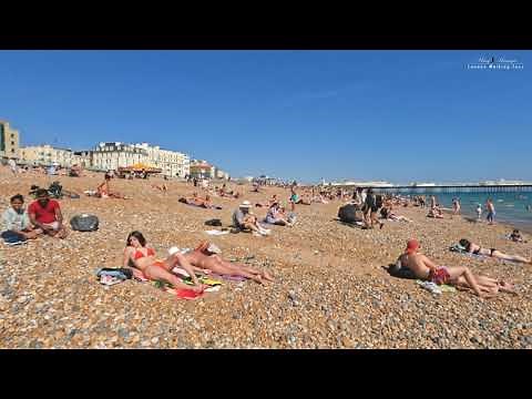 🇬🇧 England Beach Walk, ☀🏖Hot and Sunny day in BRIGHTON BEACH 2022