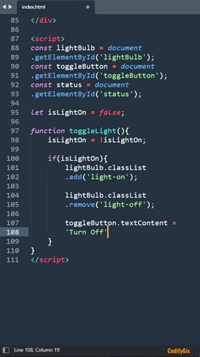Light function | HTML, CSS & JS