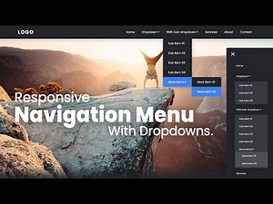 Responsive Header Navigation Menu For A Website | With Dropdown Menus - HTML CSS Javascript & Jquery