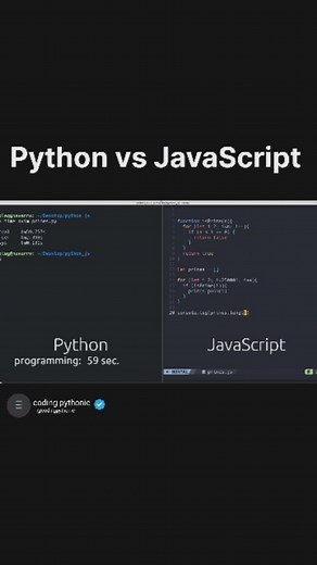 AI agent · Data Science · Web · Apps on Instagram: "Python vs JavaScript - side by side comparison #python #programming #coding #javascript"