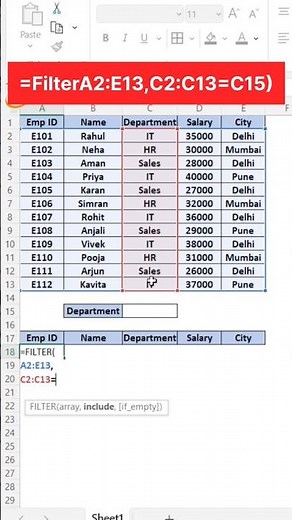 Excel FILTER Function | Extract IT Department Data Instantly 🔥 | Excel Formula Tutorial