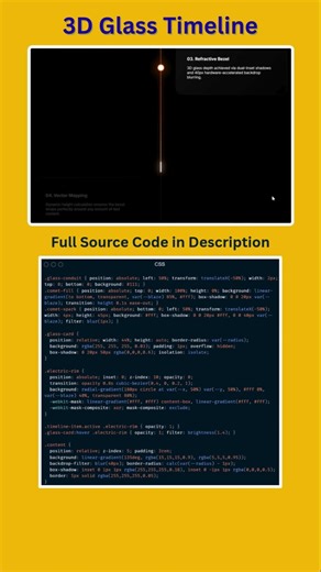 3D Glass Timeline Animation ⚡ HTML CSS JavaScript #shorts