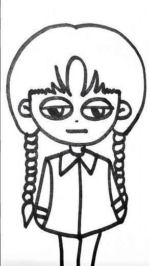 How to Draw Wednesday Addams 🖤 | Easy Step-by-Step Drawing for Kids