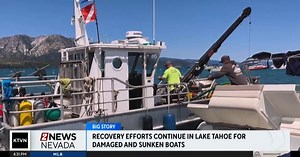 Crews continue efforts to recover damaged boats following harsh weather events in Lake Tahoe