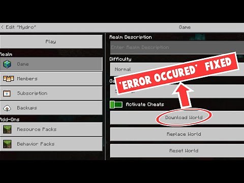 How To Fix 'Error Occurred' Problem When Downloading Realms World. (Minecraft Bedrock).