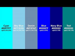 37 Colors Shades of Blue 4K | HEX & RGB Codes Display