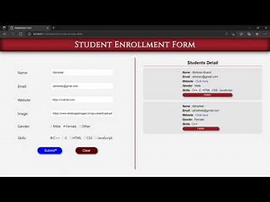 Student Registration Form using HTML CSS and JavaScript