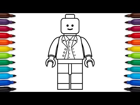 How to draw a simple lego minifigure - easy drawing video for kids - coloring pages