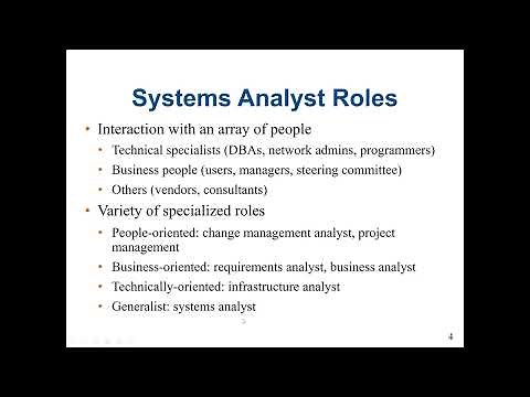 System Analysis and Design: Systems Analyst Role and Skills