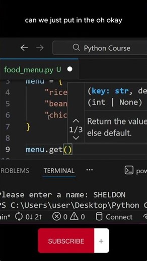 Build a restaurant menu in python #pythontutorial #pythontutorialsforbeginners
