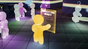 meta universe avatar of user is investing funds in virtuality