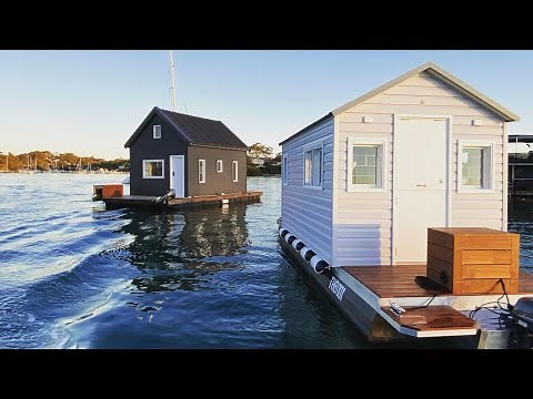 Extended with build photos floating tiny house construction houseboat design small pontoon boat