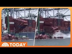 More Than 60 Shipping Containers Fall Off Docked Cargo Ship