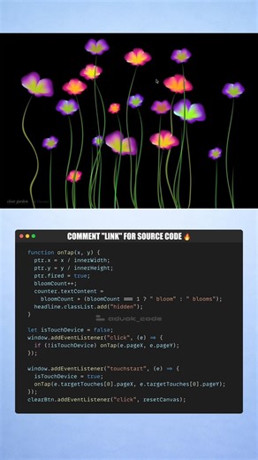 Tap to Bloom 🌸 | Interactive Flower Animation with JavaScript
