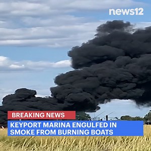 BREAKING NEWS: 3 boats catch fire at Brown's Point Marina in Keyport; smoke can be seen for miles. https://bit.ly/3MEzgmo | News 12 New Jersey
