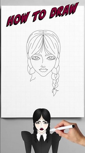 How to draw Wednesday Addams