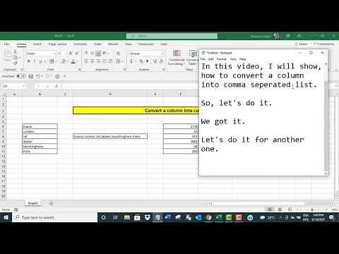 Convert a column into comma separated list in Excel