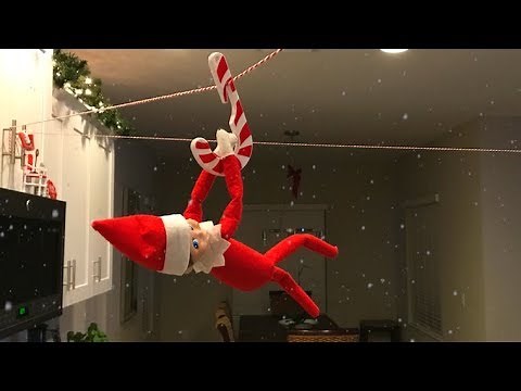 Elf On The Shelf Caught Moving and Talking, Riding a Zip Line!