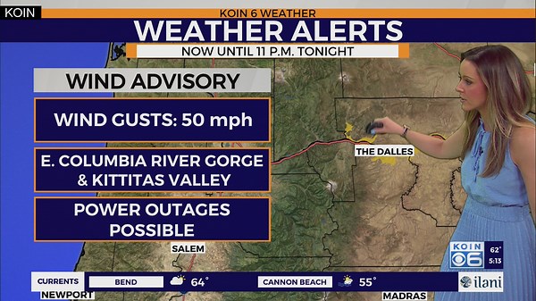 Weather forecast: Eastern Columbia River Gorge of OR and WA under Wind Advisory
