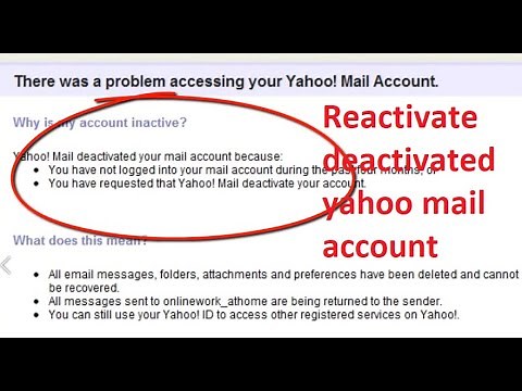 Reactivate deactivated yahoo mail account