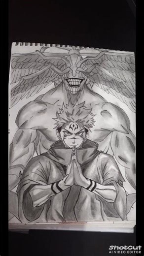Drawing Sukuna and Mahoraga #drawing #jujutsukaisen #animeart