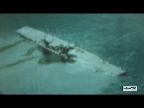 Aircraft carrier USS Saratoga (CV-3) sinks after two nuclear weapons test