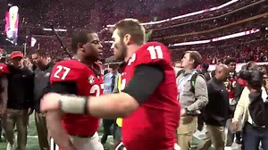 Beautiful moment at end of game. Jacob Eason waits for Jake Fromm in UGA tunnel and puts his arm around him. Eason handled entire season with such class. Respect. | Zach Klein