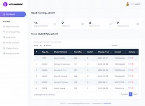 Hostel Management System in PHP with Source Code - CodeAstro