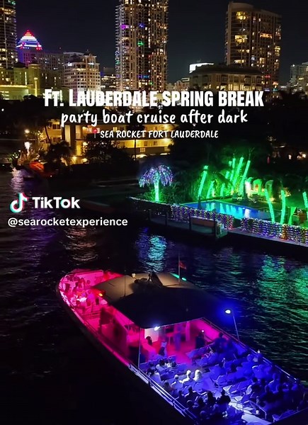 Our Fort Lauderdale Spring Break Party Boat Cruise is back for another weekend! Join us for a 2 hour cruise with a live DJ and exclusive drink specials with @Drink Surfside 🌊🥂✨🌴 MARCH 13th - 9:30PM Tickets available at www.searocket.com #fortlauderdalebeach #fortlauderdale #springbreak #ftl #partyboat