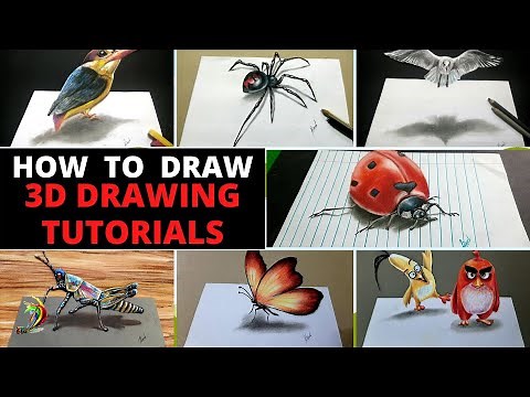 Very Easy 3D Drawing Tutorials For Beginners | How To Draw 3D Drawings