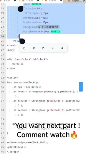 Build a Digital Watch Using HTML CSS & JavaScript ⏱️ | .• HTML for structure• CSS for styling#coding
