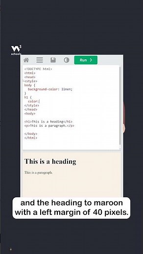 How to add CSS - Part 2 - Internal CSS - #w3schools #css #webdevelopment