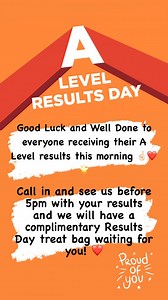 Today is the big day if you’ve been waiting for your A Level results after all of that hard work 🌟🤞🏻 Come and see us with your results and receive a free Results Day treat bag, 9am-5pm. We love celebrating with you all! ❤️ | LouLou's