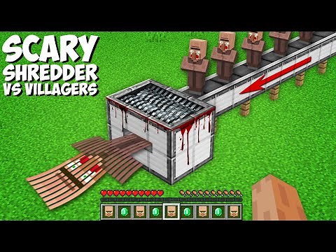 What if YOU USE THE SCARY SHREDDER vs VILLAGERS in Minecraft ? NEW SHREDDER TROLLING !
