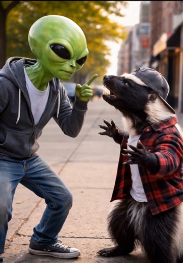 AI alien vs sigung #alien #skunk #ai #fyp