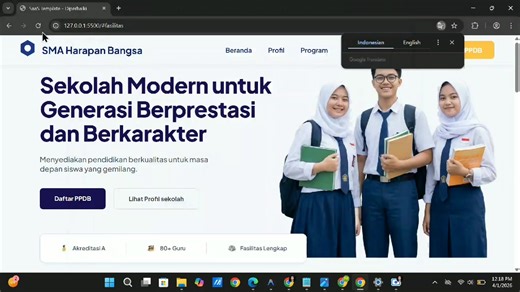 implementasi Landing Page web sekolah dengan html CSS dan Js. #landigpage #website #html #javascript #sekolah