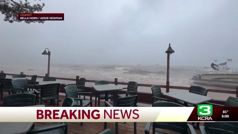 Boats rocked by thunderstorm in South Lake Tahoe
