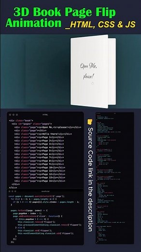 📖 3D Book Flip Animation Using HTML, CSS & JavaScript | Realistic Page Turn Effect ✨