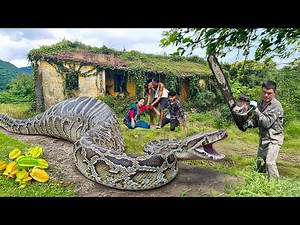 Anaconda Snake Attack Boys In Forest | Brave Hunter Confronts GIANT Python Head-on With Chainsaw