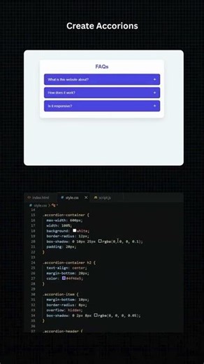 Create An Accordions by HTML + CSS + JS || Code link in Description & Comment