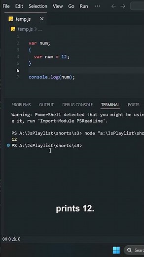 Javascript Var explained | Why JavaScript Prints 12 Here 😳 | var vs let Explained in 30 Seconds!