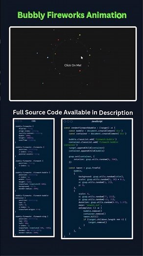 Bubbly Fireworks Animation with GSAP 🎆 | HTML CSS JavaScript UI Effect