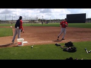 Xander Bogaerts, Will Middlebrooks, Dustin Pedroia Red Sox infield drills