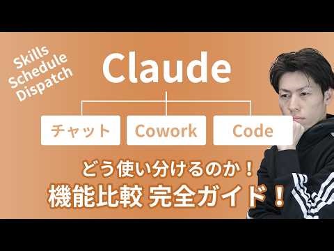 【Claude機能比較完全ガイド】Claudeデスクトップアプリでチャット/Cowork/Codeを使い分ける！