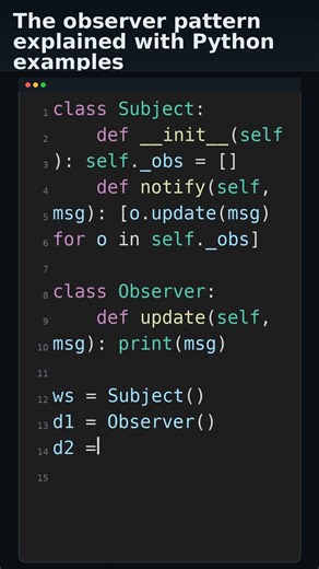 The observer pattern explained with Python examples #python3 #coding #python