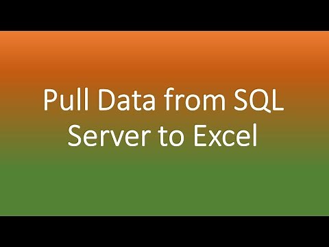 How to Pull Data from SQL Server to excel to create your own report, excel sql query