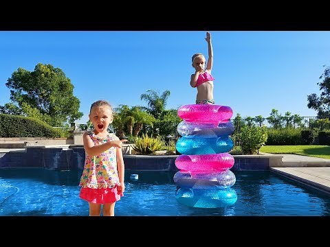 Backyard Swimming Pool Olympics!!! Stacking Pool Floats Challenge!